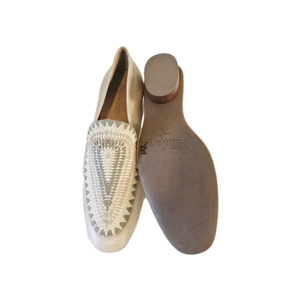 Bernardo Men's Size 11M Beige Leather Whipstitch Mules - Picture 8 of 10